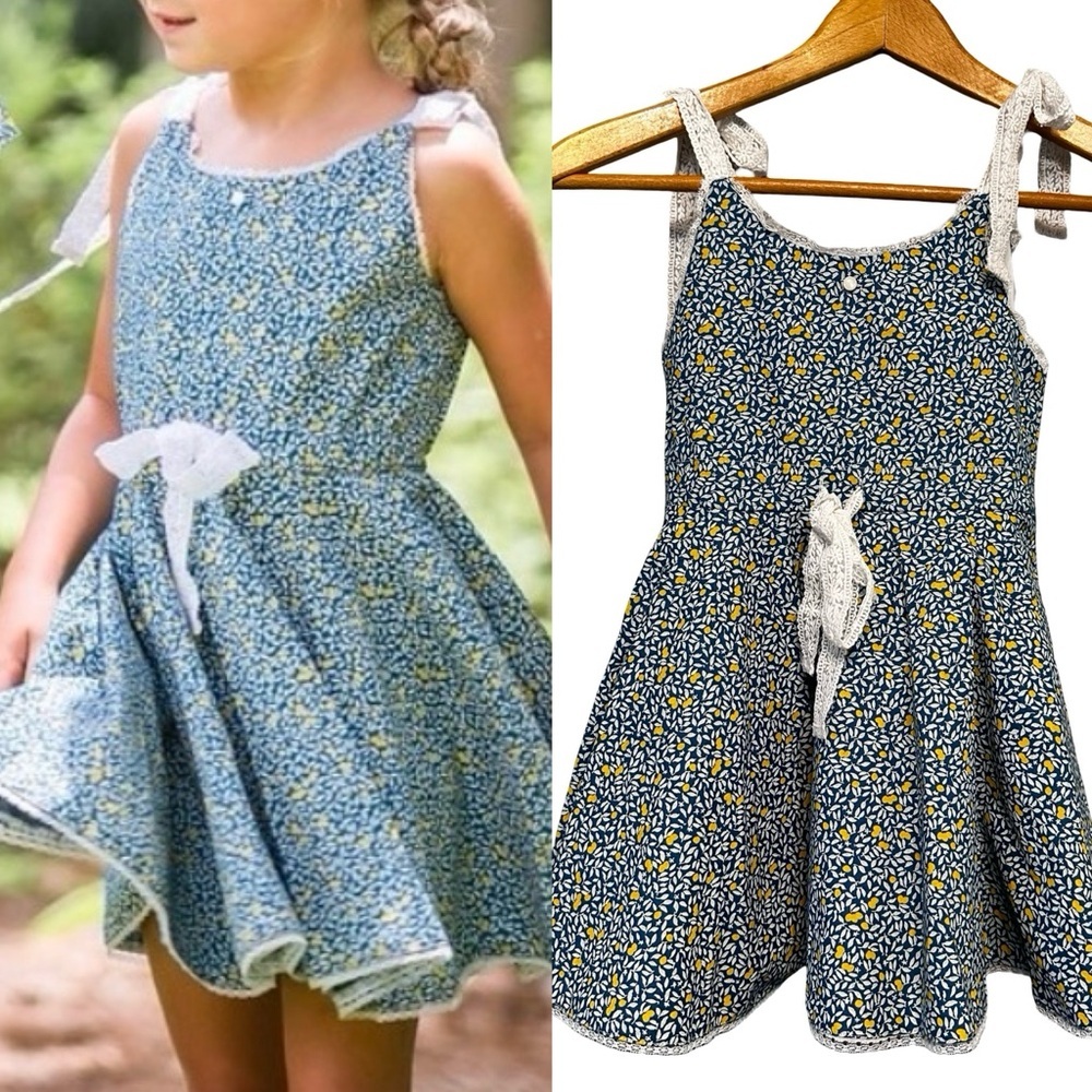 Well Dressed Wolf Blue Floral Tie Strap Dress 5YCottagecore Summer Twirl Boho